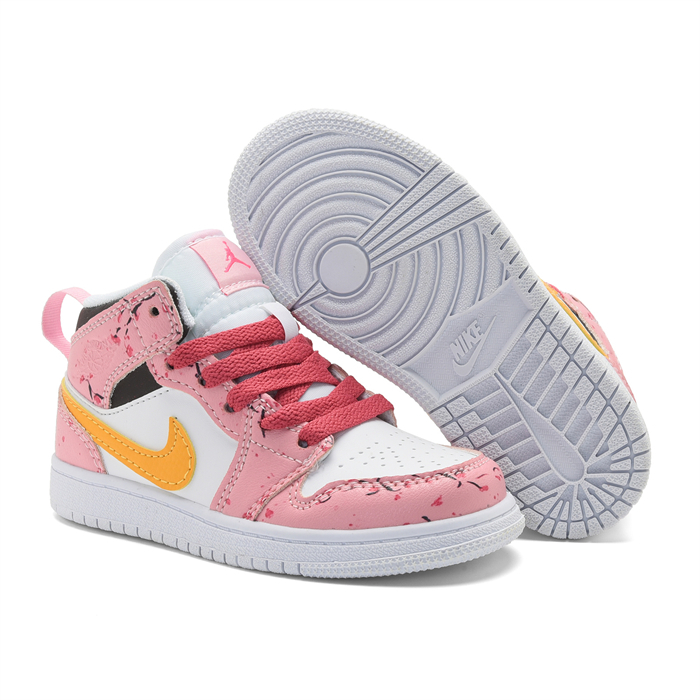Youth Running Weapon Air Jordan 1 Pink/White Shoes 125